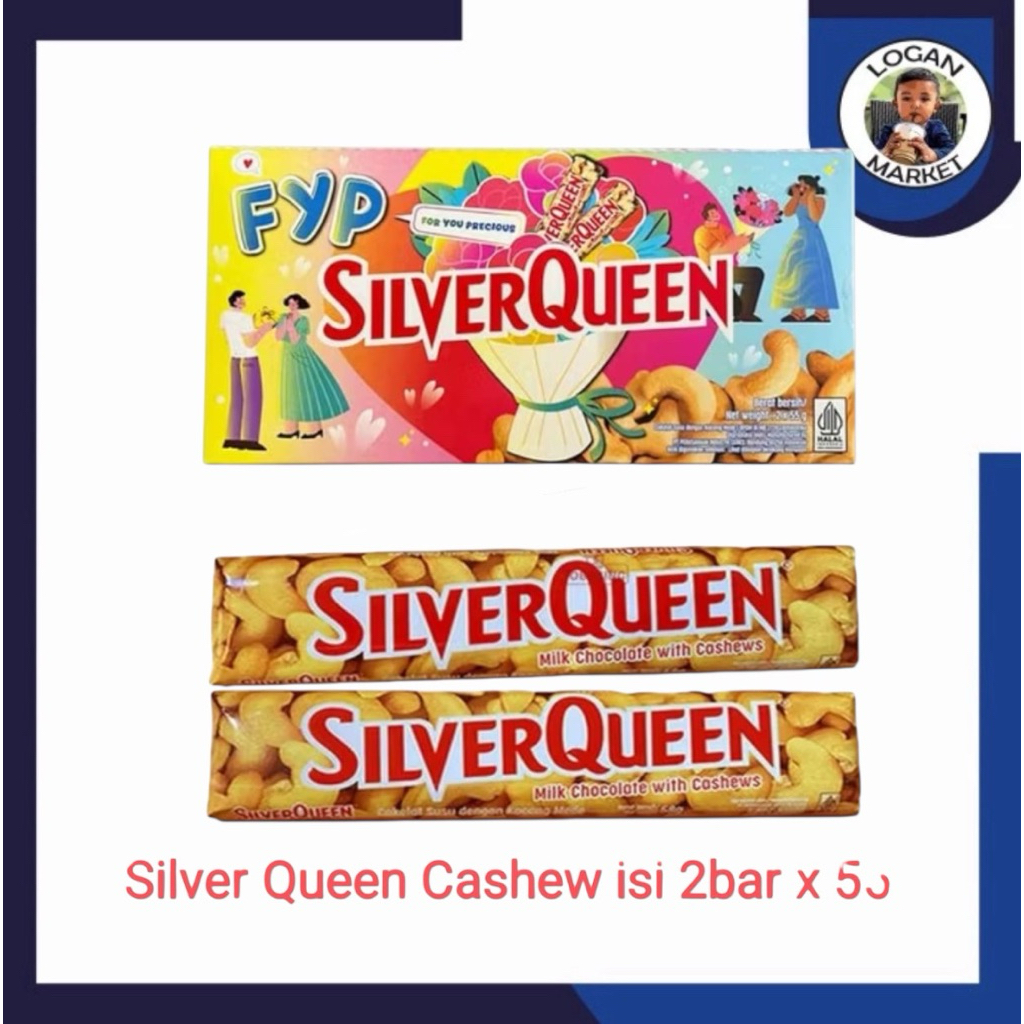 

Silverqueen Silver Queen Coklat Cokelat Cashew Kacang Mede 55gram 55 gram (ex 62gram 62 gram)