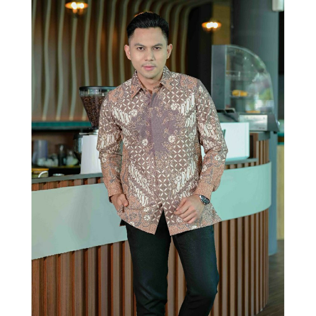 kemeja batik pria lengan panjang dobi premium Viva kawung brahma