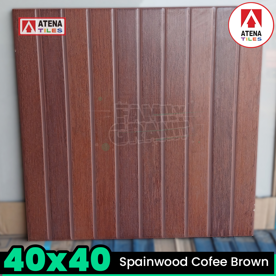 Keramik Motif Kayu 40x40 Atena Spainwood Cofee Brown Lantai Teras/Garasi/Carport Matte