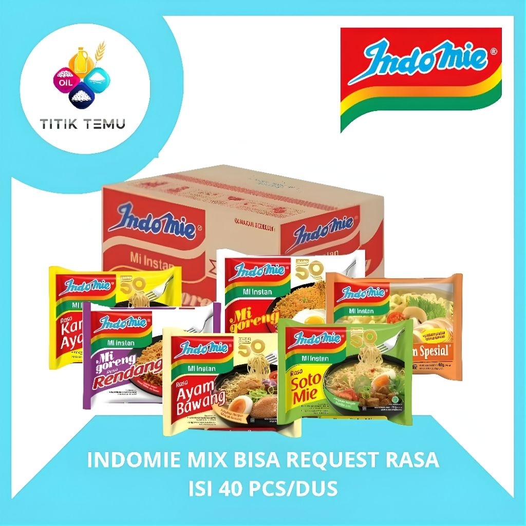 

INDOMIE MIX BOLEH REQUEST ALL VARIAN RASA GORENG DAN KUAH ISI 40 PCS / DUS