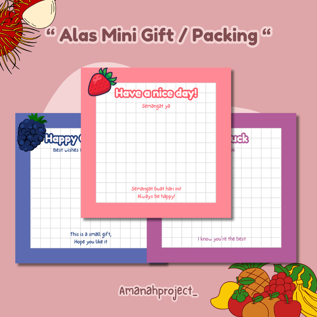 

( Vol 7 ) Kertas Mini Gift + Plastik | Alas Packaging | Mini Gift Costum | Seri Buah