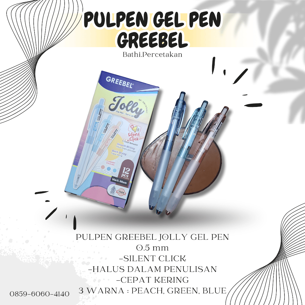 

PULPEN GREEBEL JOLLY 0.5 MM - PULPEN GEL PEN - PULPEN TINTA HITAM - PULPEN LUCU