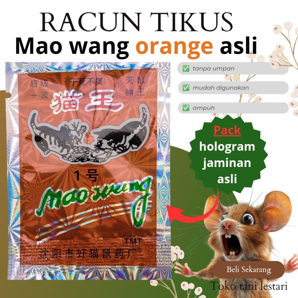 racun tikus beras mao wang orange hologram asli