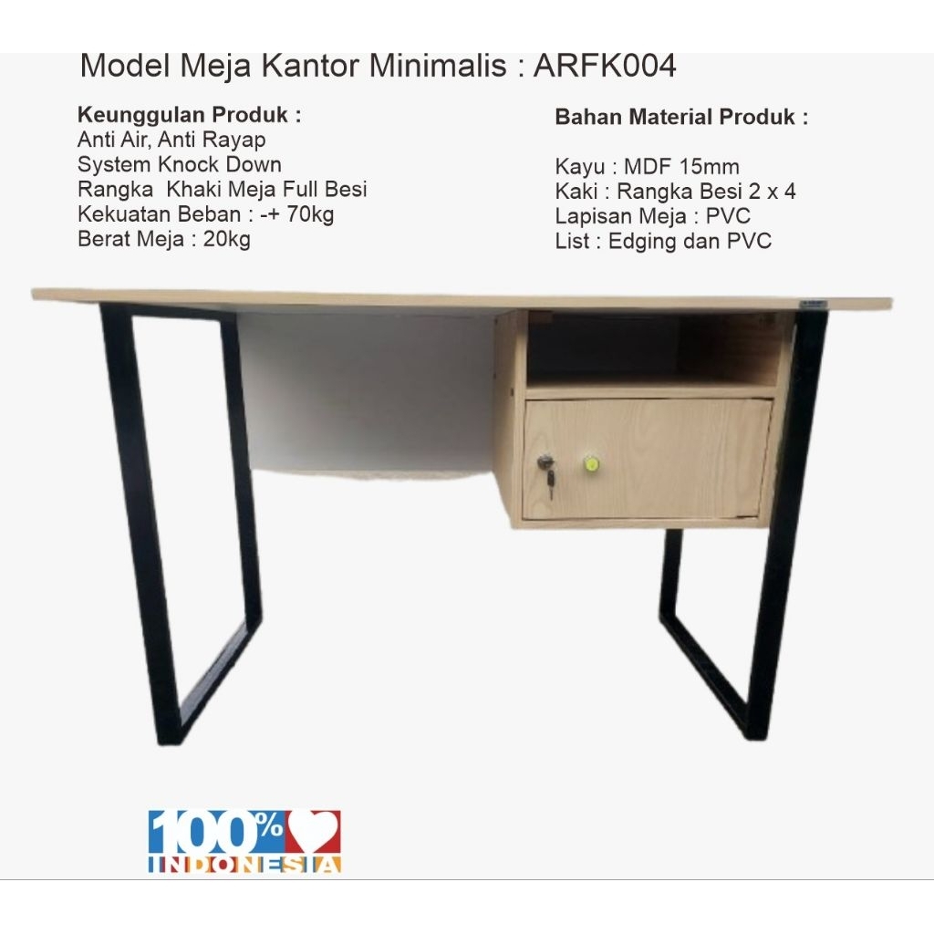 Meja Kantor Kerja / Meja Kerja / Meja Kantor Minimalis 120x60x75