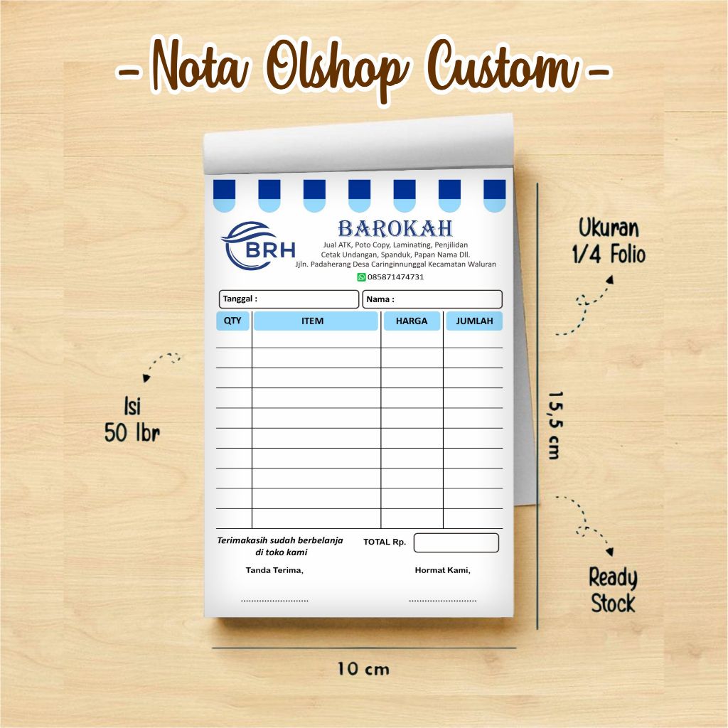 

nota custom / nota olshop / nota penjualan