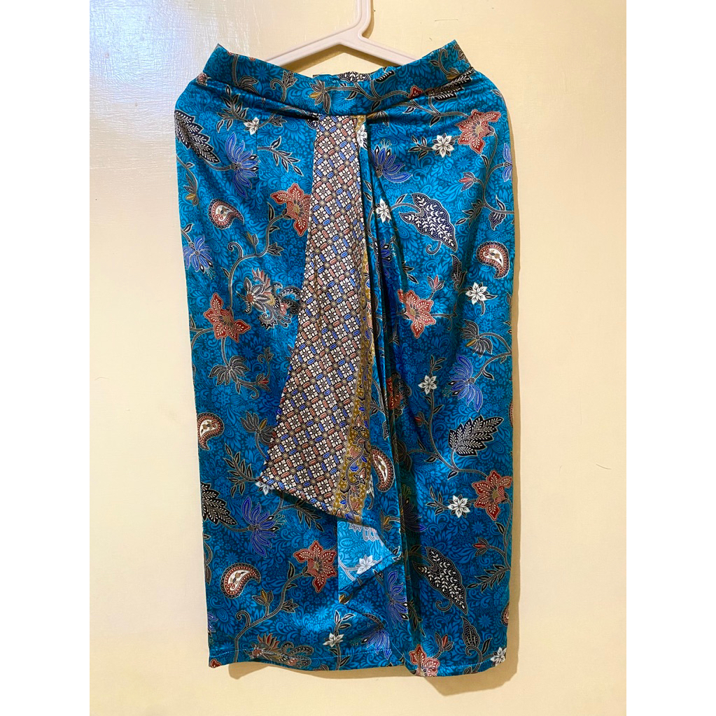 Preloved Rok Lilit Batik Modern Instan - Biru Toska