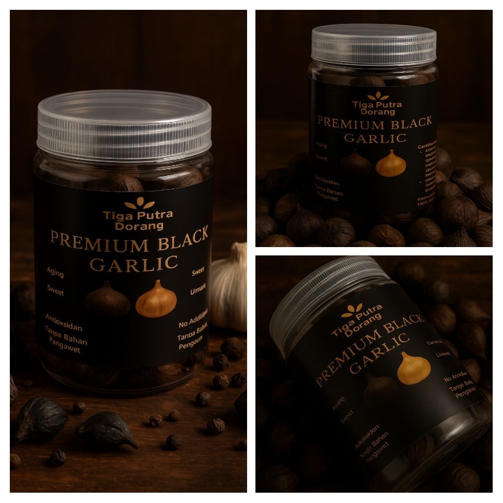 

BLACK GARLIC TUNGGAL | Bawang Hitam Tunggal | Tiga Putra Dorang | Bawang tunggal lanang yang sudah difermentasi