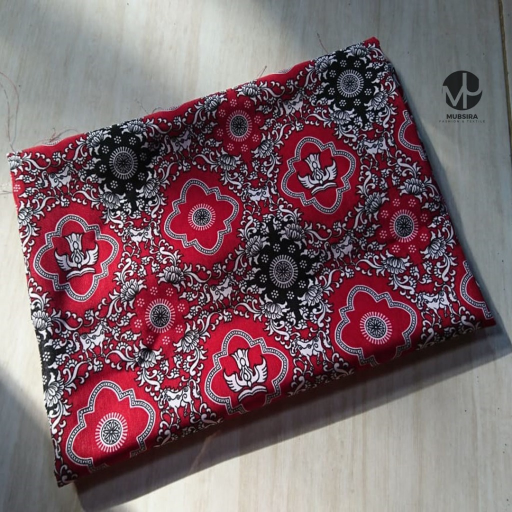 Kain Batik Tunas Harapan Meteran Seragam Sekolah Sd Warna Merah Premium