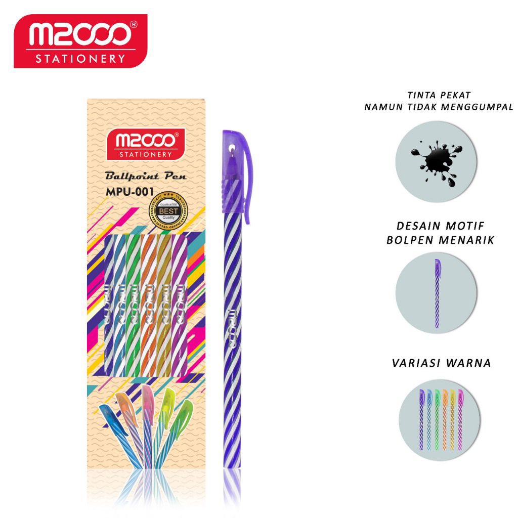 

[YOBANA] M2000 BALLPOINT PEN TINTA HITAM 12 PCS