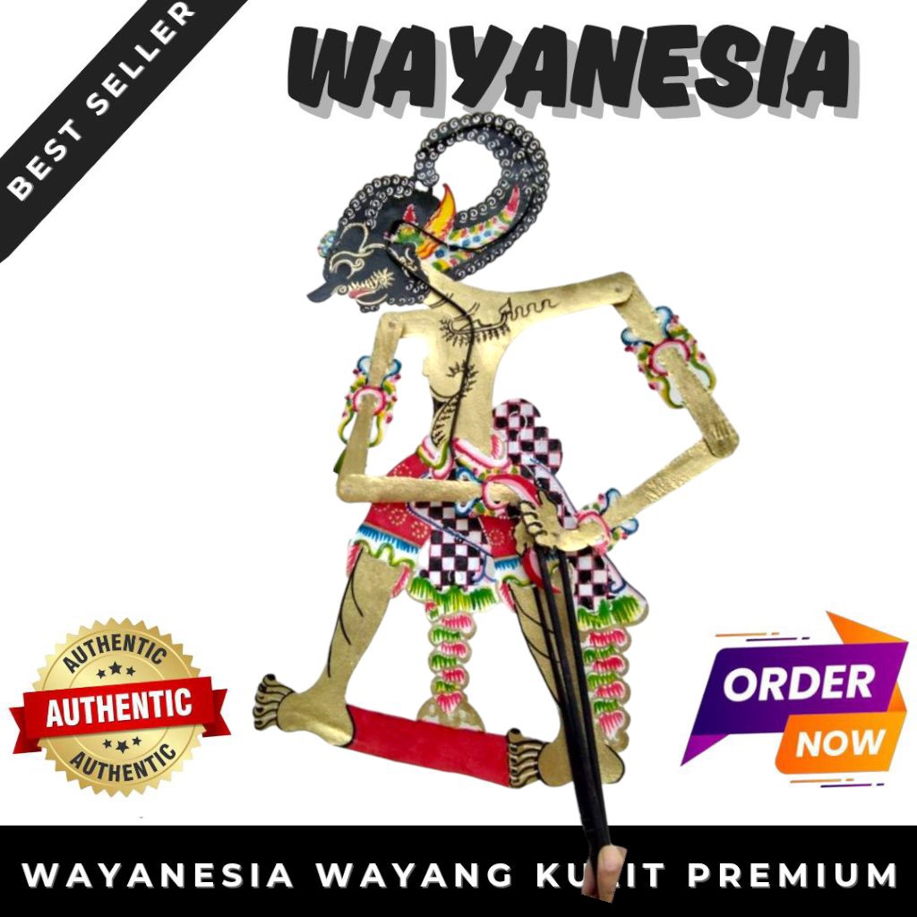 WAYANG KULIT ASLI BIMA WERKUDORO HITAM UKURAN STANDAR DALANG