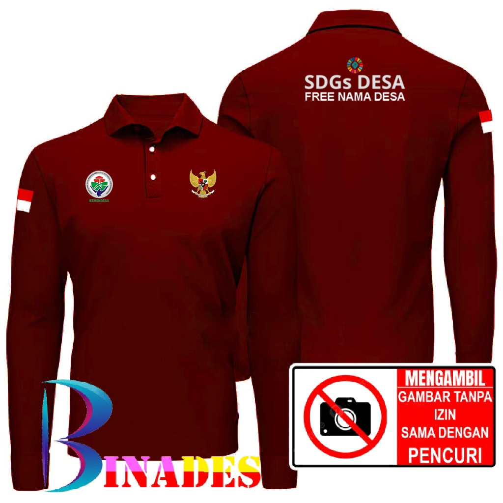 Jual Kaos Baju Kerah Model TShirt Kerah SDGs - DESA FREE NAMA DESA kaos Wangky BINADES