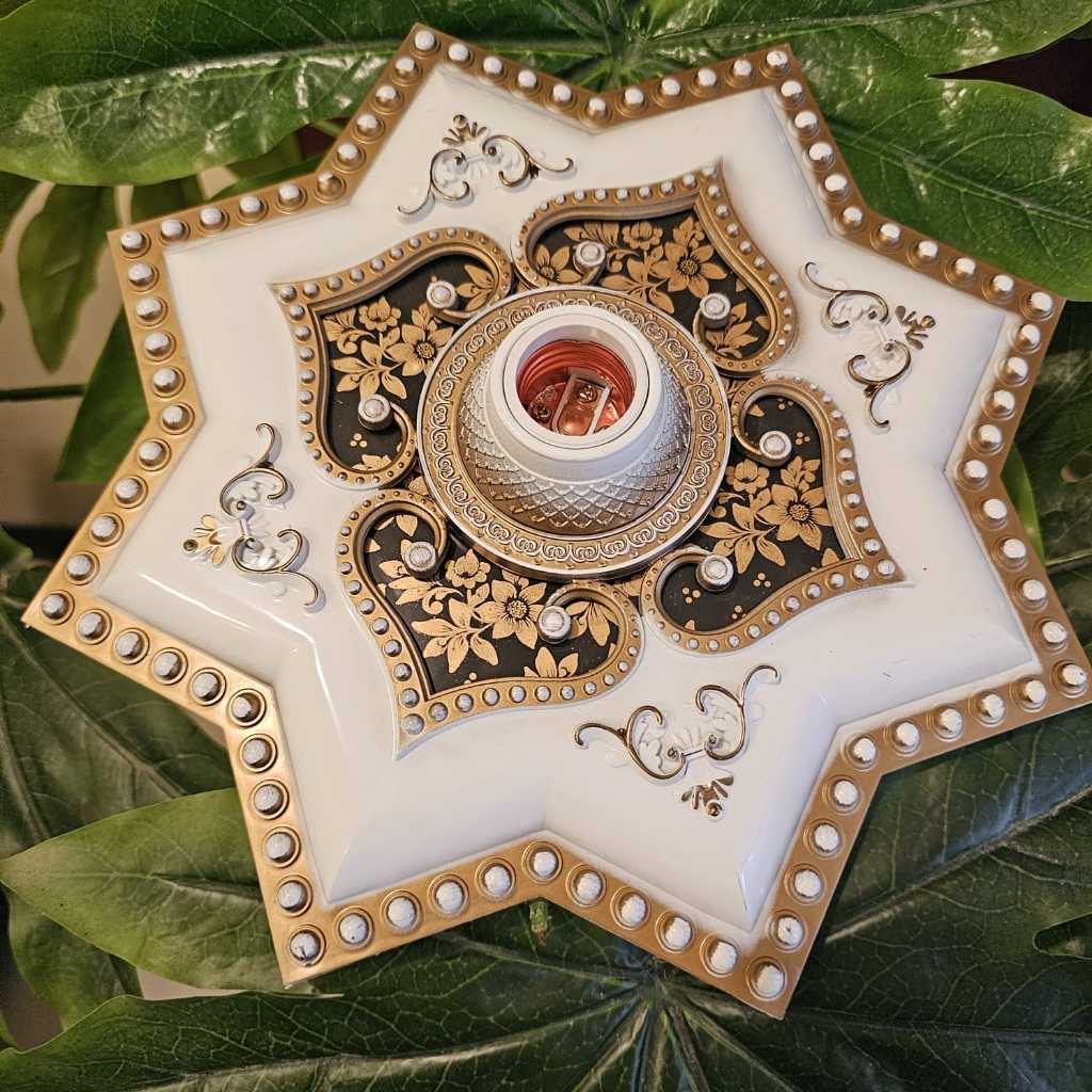 Fitting Lampu Tempel Plafon /Fitting Hias Plafon PVC-Fitting Lampu Ornamen 30CM