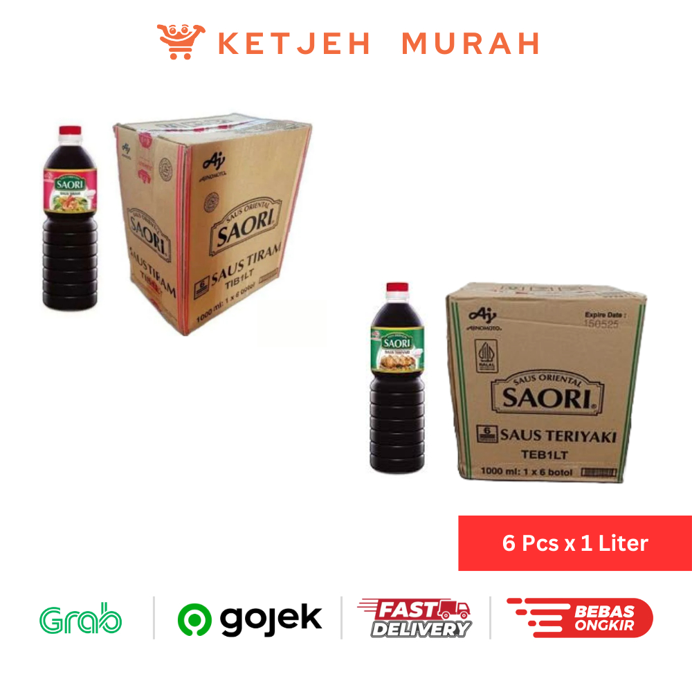 

Saori Saus Tiram / Saus Teriyaki 1 Dus isi 6 Botol x 1 Liter