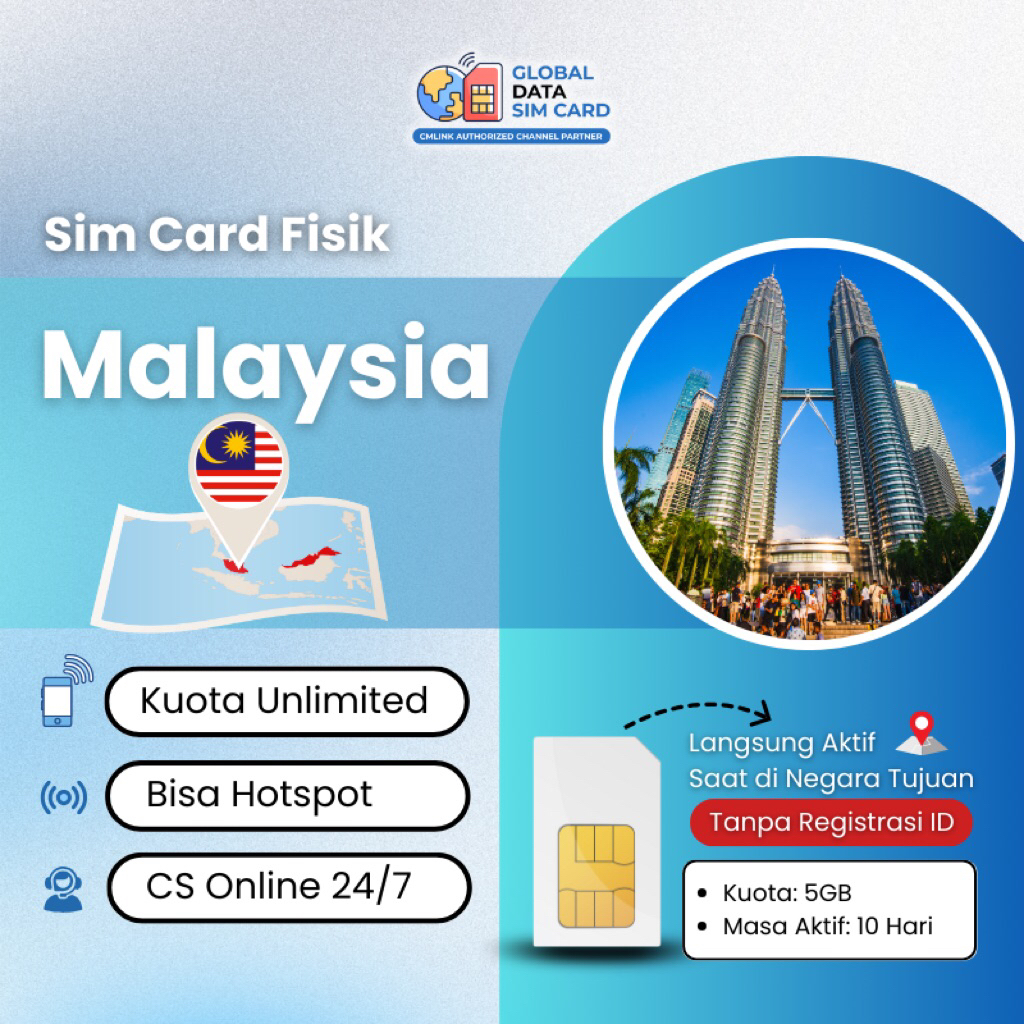 Sim Card Malaysia Unlimited Data Internet 5GB | CMlink Global Data Sim Card Internet Destination Mal