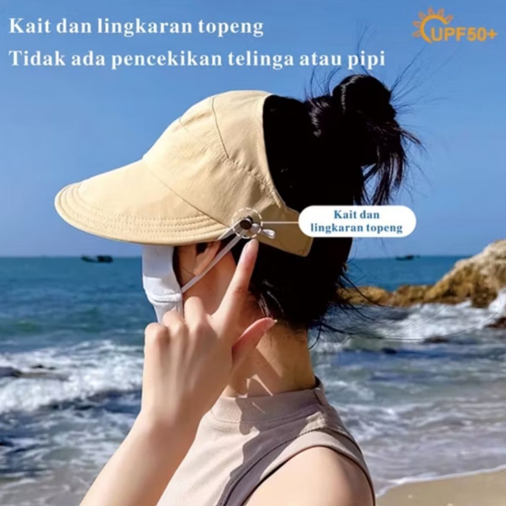 Topi Wanita Anti UV // Topi Anti Panas //  Topi Olahraga // Topi Pantai Wanita// Topi Wanita Kuncir 