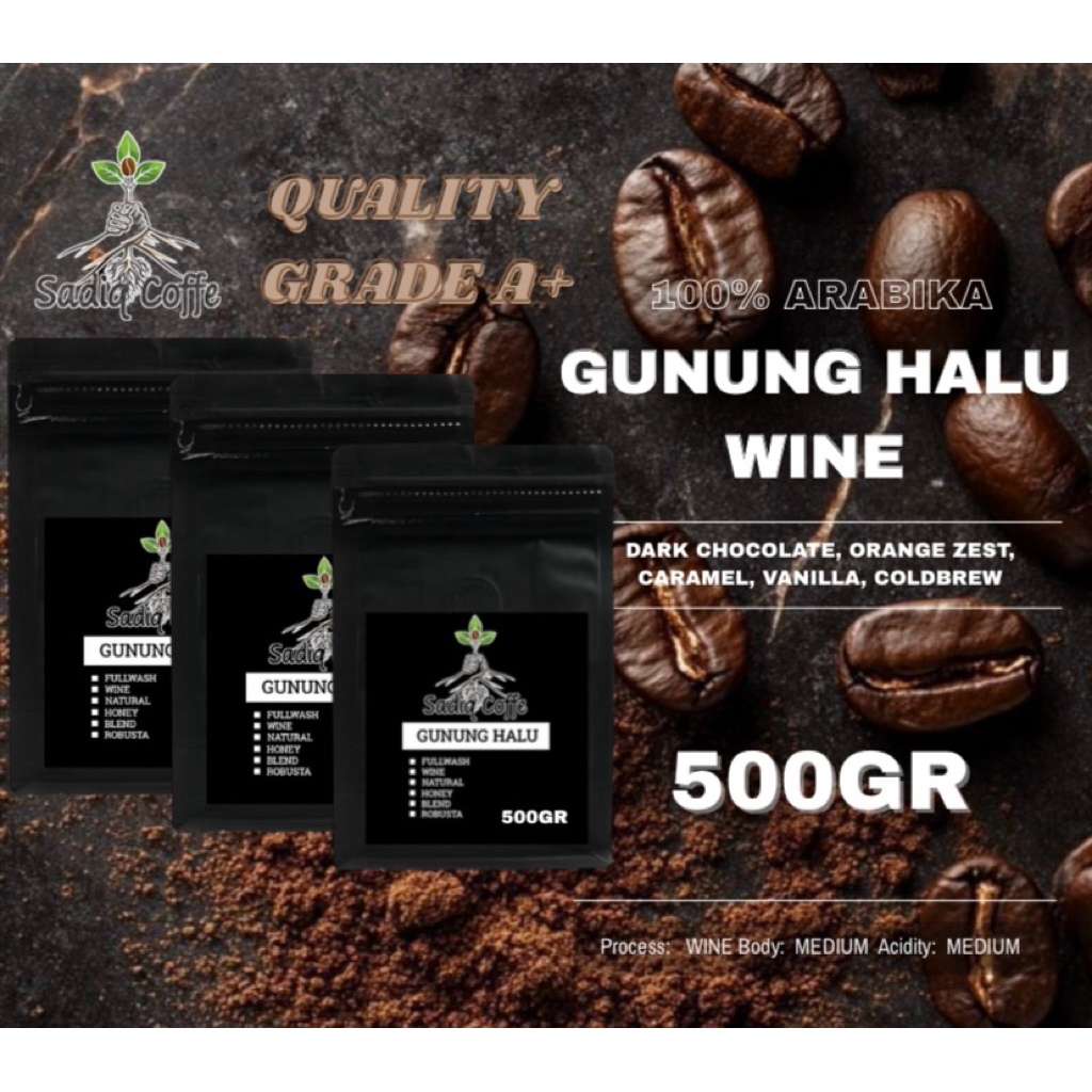 

Biji Kopi Arabika Gunung halu Wine Arabica Coffee Specialty Roast Beans Bubuk Coffe Bean Sadiqcoffe Roastery