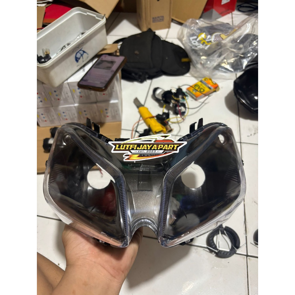 CUSTOM dudukan h4 plus reflektor Vario 110 karbu lama kualitas Top