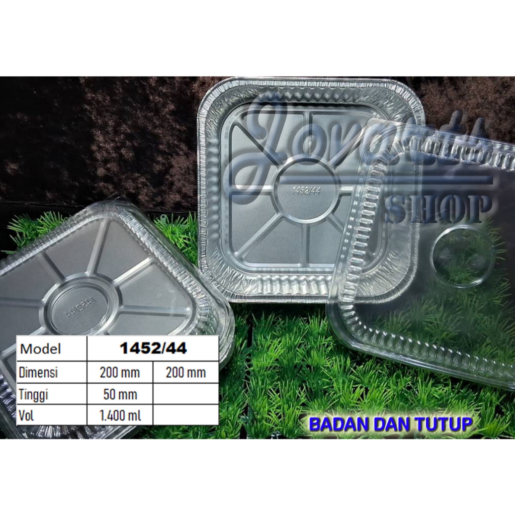 1452 / 44 + Tutup MIKA,  uk 20 x 20 (Premium) Cup Aluminium Alumunium Alu Foil
