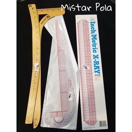 Mistar Pola / Penggaris Menjahit / Mistar Kain Bening dan Plastik Cokelat