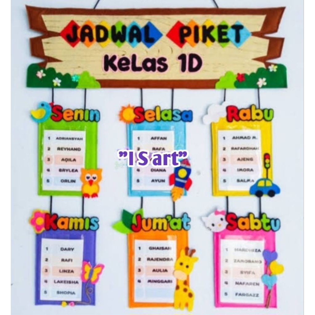 

Hiasan kelas Aesthetic/Jadwal Piket/Pelajaran/PAUD/TK/SD/SMP/Aksesoris/Dekorasi/kerajinan kain flanel