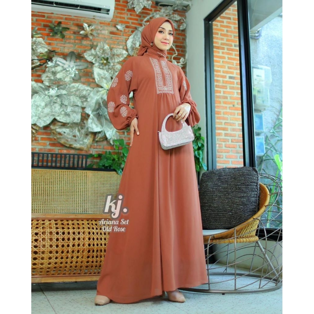 Ariana Set Hijab / Gamis Pesta Kondangan Exclusive Mewah / Gamis KhadijahMode Terbaru / Gamis Seruty