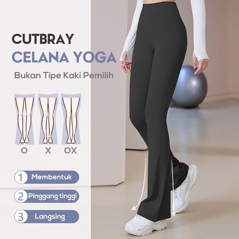 LF - Legging Cutbray Sport Celana Yoga Wanita High Waist Yoga Pants Legging25