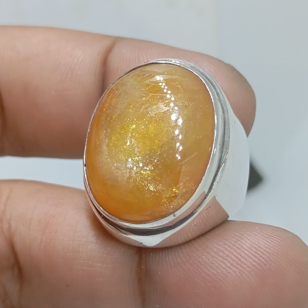 Yellow Safir Yakut Big Size Corundum Perak Silver 925
