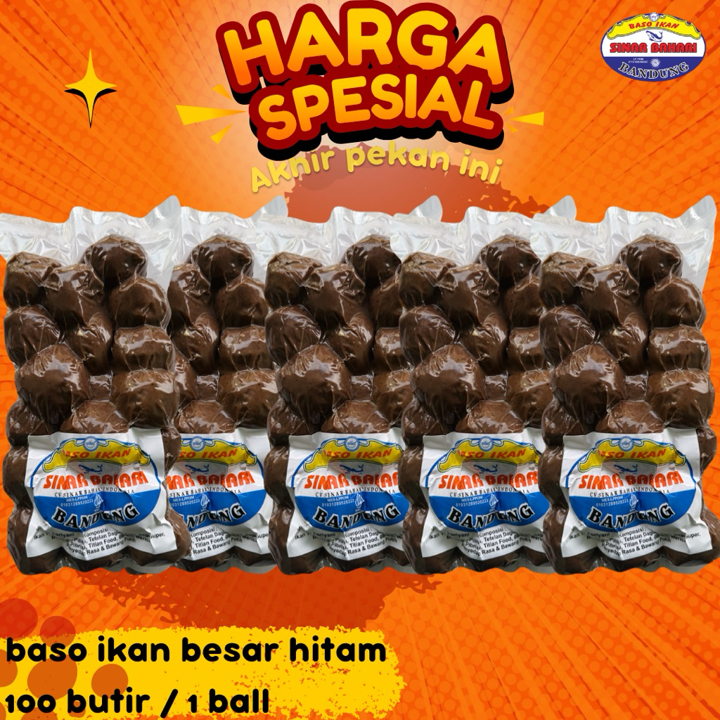 

SINARBAHARI.BDG | baso ikan besar hitam 100 butir/1 ball | 90% daging ikan berkualitas | HARGA RESELLER.