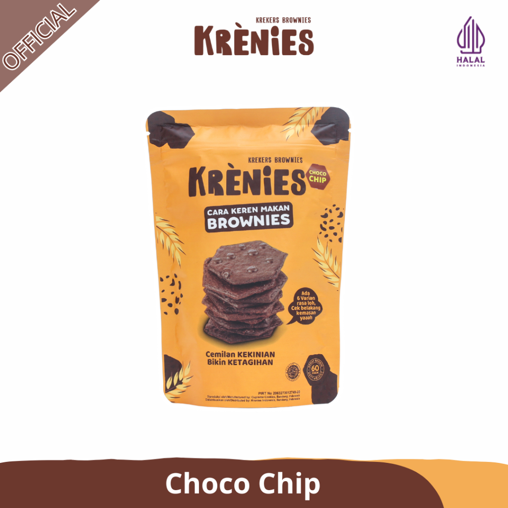 

Krenies Brownies Kering Krekers Renyah Bikin Nagih | Choco Chip 60gr