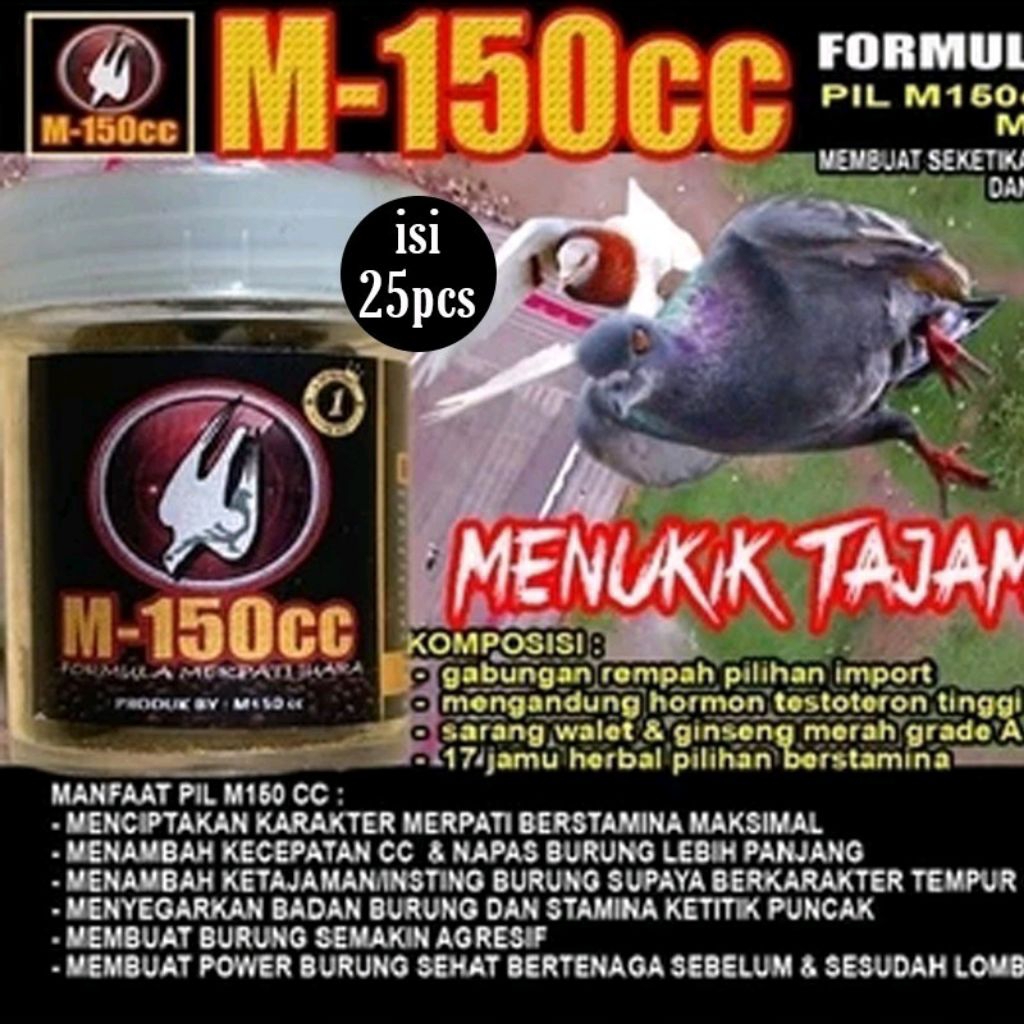 M150cc Pil isi 25pcs Vitamin Burung Dara atau Merpati Kemasan Ekonomis PERSATUAN BOTOL