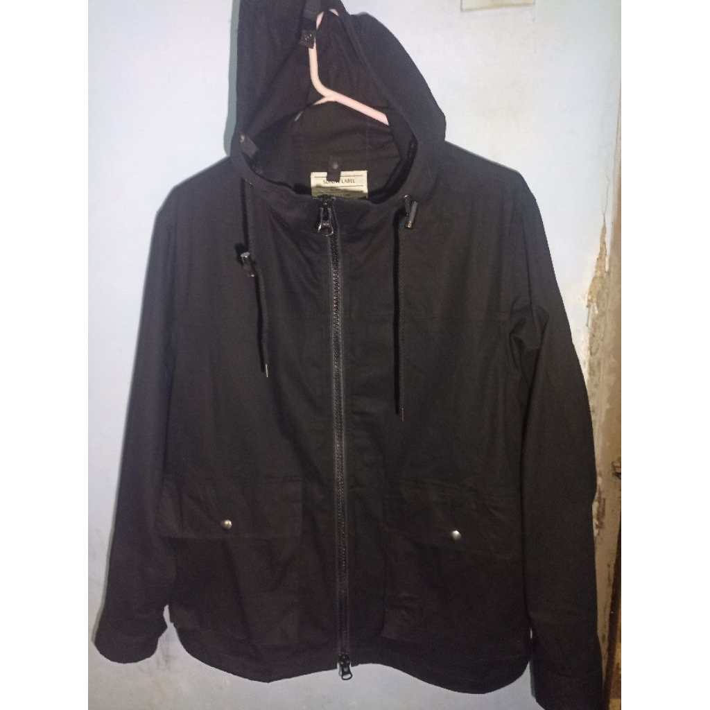 jaket parka hitam doble ziper