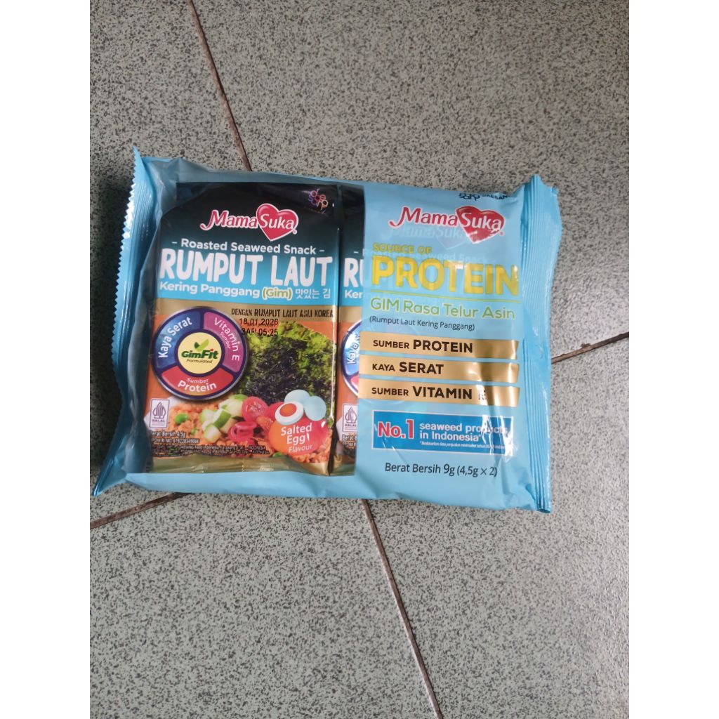 

snack rumput laut panggang mama suka pack 9 gr(4.5 g x 2)