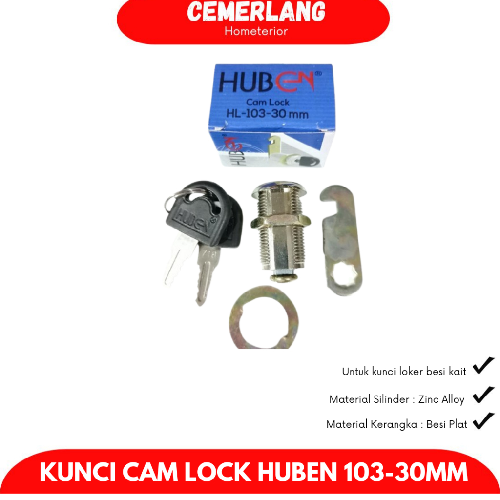 Kunci loker huben 103 30mm / kunci loker lemari besi