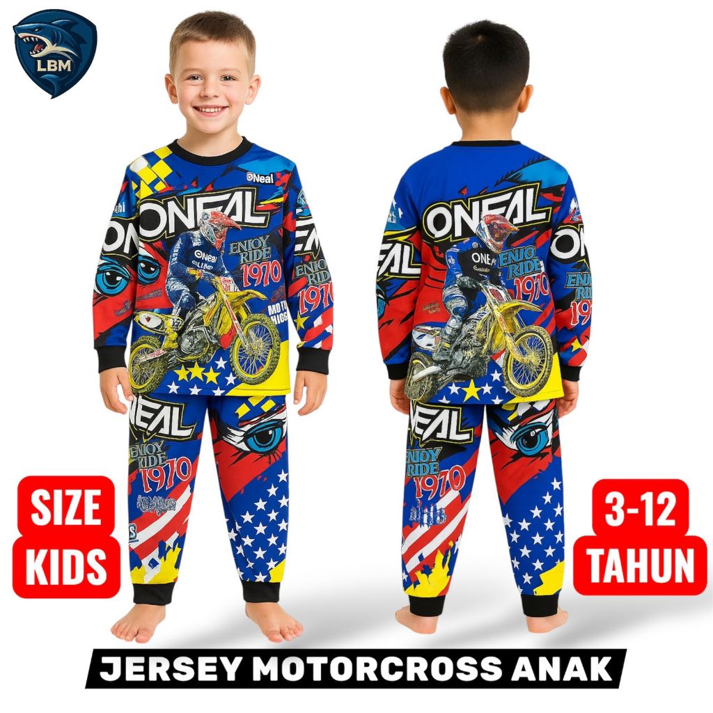 Stelan anak motor cros trail anak laki laki Jersey motor cros anak laki laki
