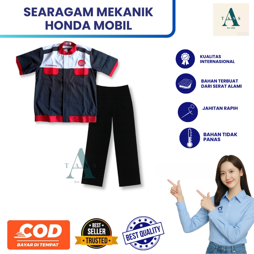 Wearpack Honda Mobil New / Wearpack Honda Mobil / Wearpack Honda Merah Hitam /Wearpack Bengkel Honda