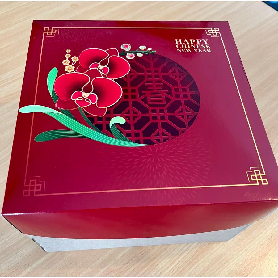 Dus edisi imlek red oriental flower ukuran 22 - 22 x 22 x 7