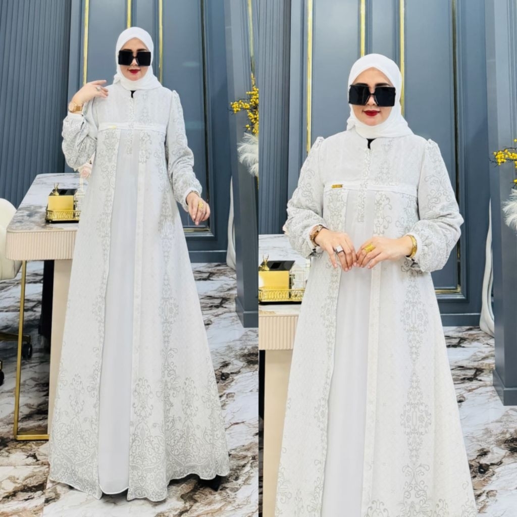 Gamis Syafeera Motif BW terbaru / COD original syafeera set cardy menyatu