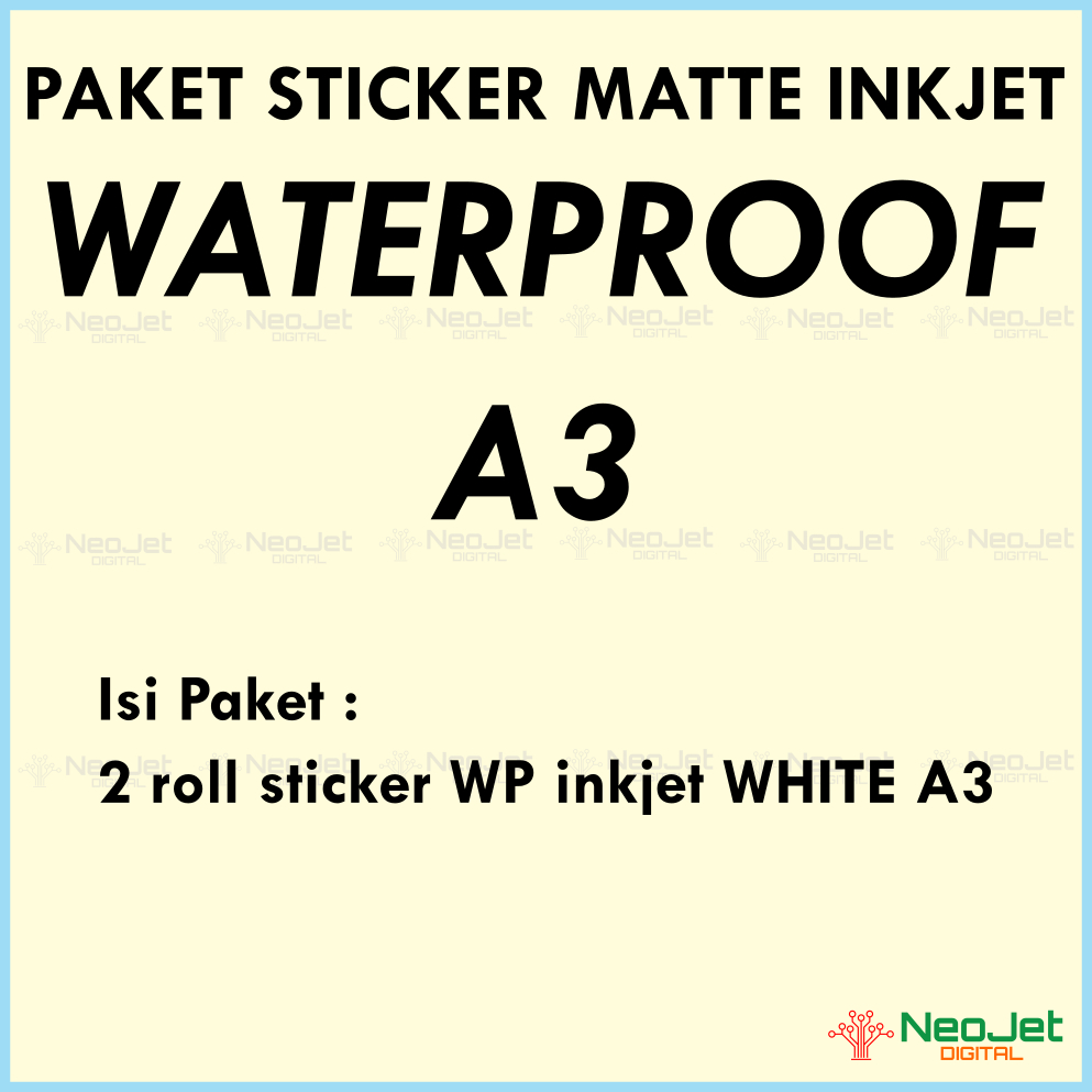 

Stiker Sticker Matte Inkjet Waterproof Doff Doft Mate A3+ Putih White Water Proof Anti Air
