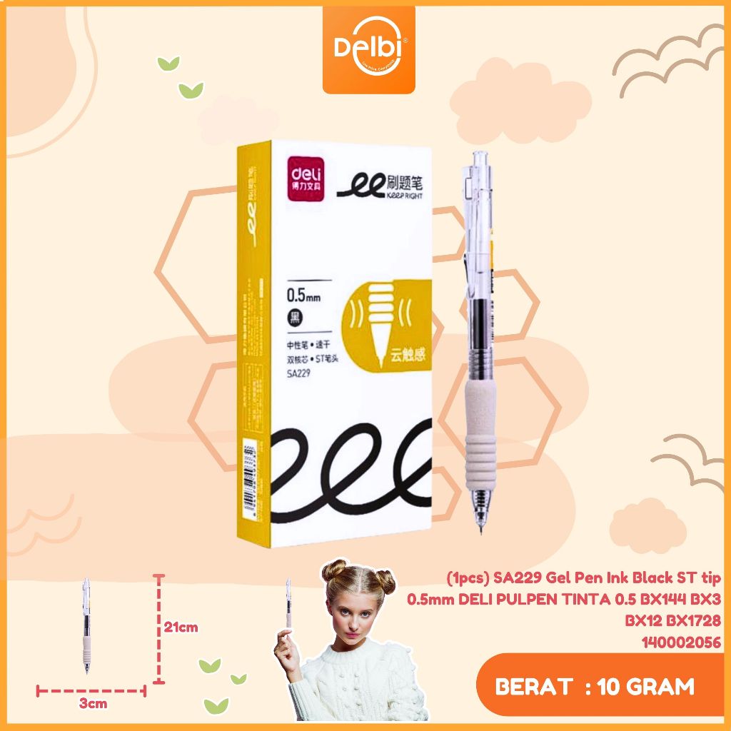 

Deli SA229 0.5Mm Black Retractable Gel Pen (1pcs) SA229 Gel Pen Ink Black ST tip 0.5mm
