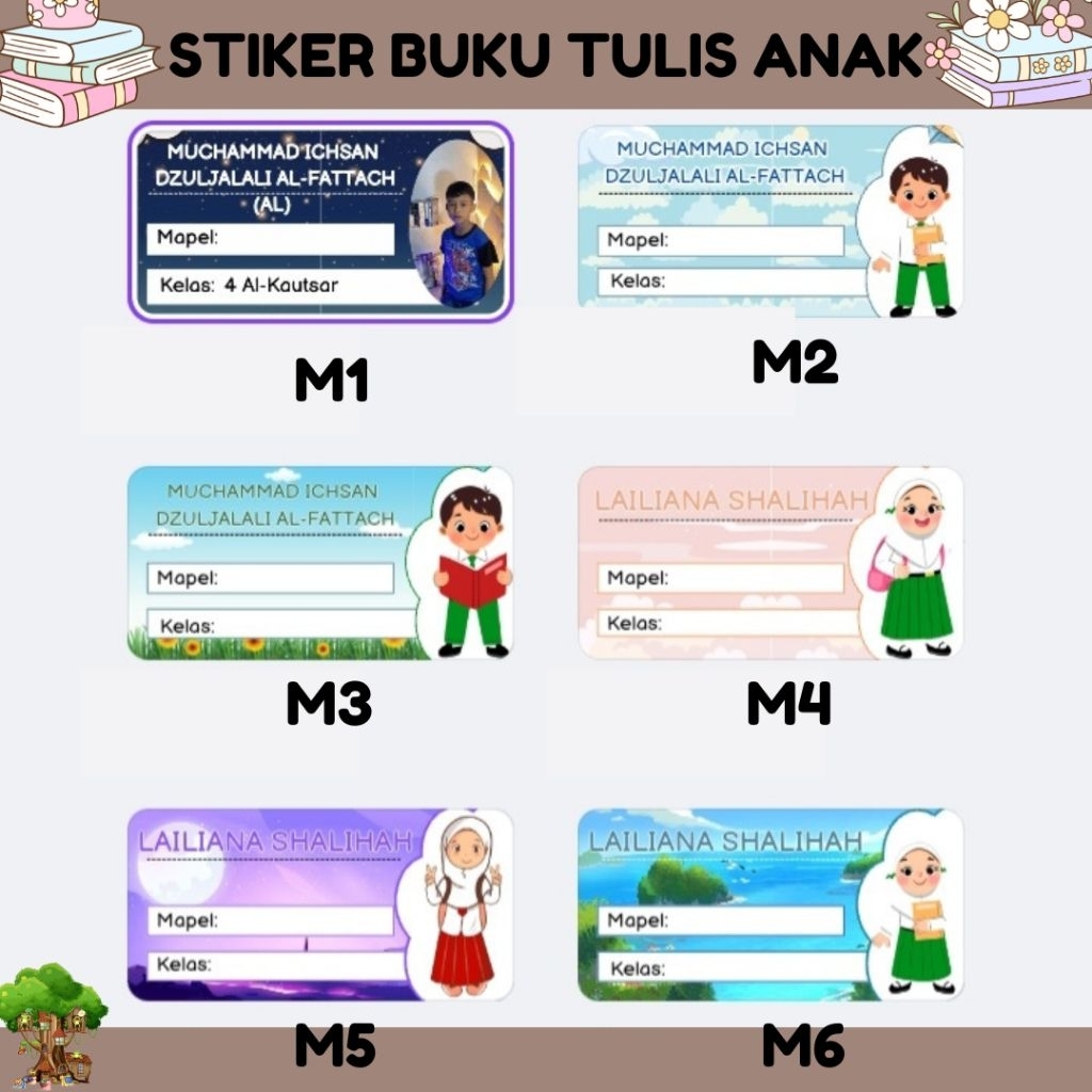 

24 PÇS STIKER NAMA BUKU ANAK FULL COLOUR