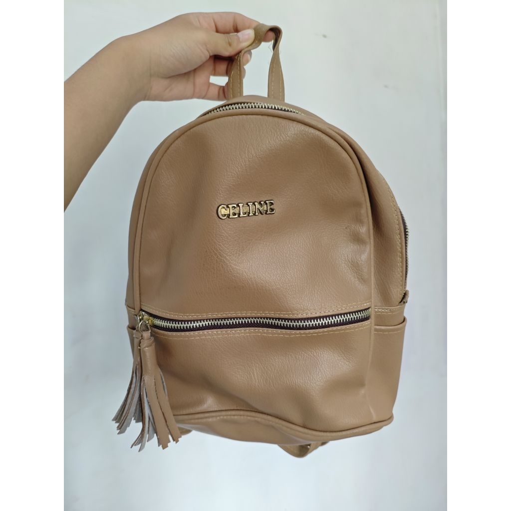 pl Backpack Ransel Tas Kulit Wanita Coklat
