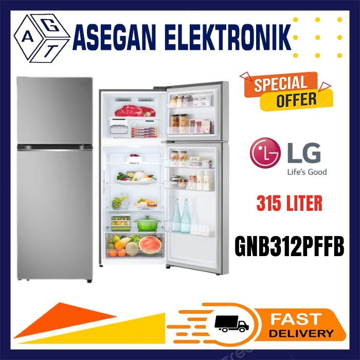 KULKAS LG GNB312PFFB KULKAS 2 PINTU 315L INVERTER GN-B312PFFB DOOR COOLING GNB312 LG KULKAS 2 PINTU