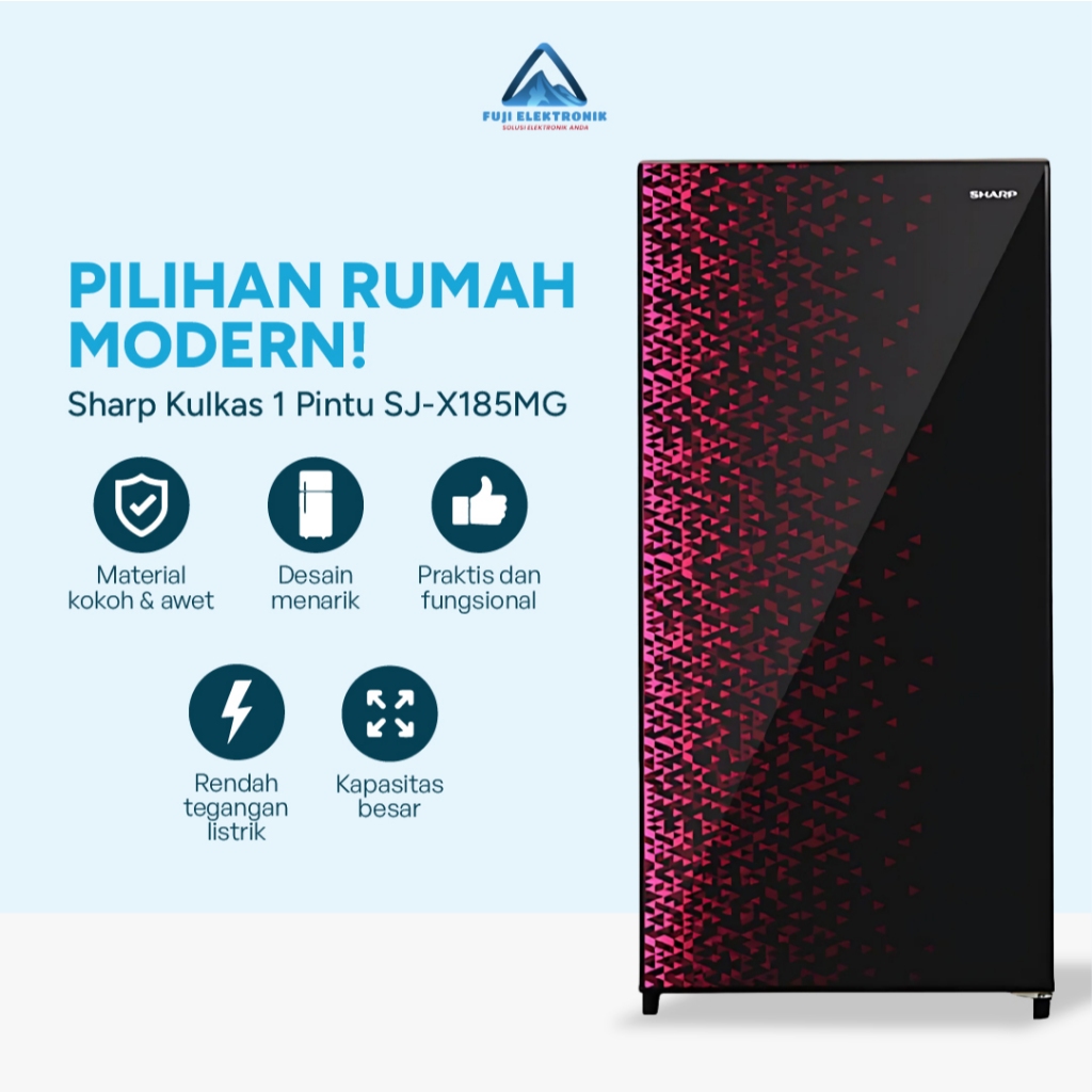 Sharp Kulkas SJ-X185MG-GB/GR Magne Glass SHINE Freezer Jumbo Hemat Energi LED Semi Defrost