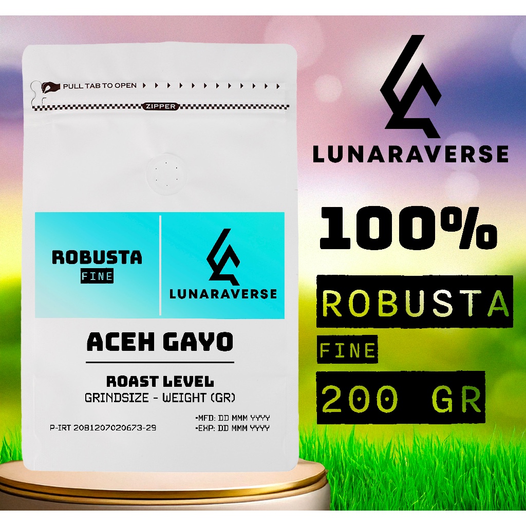 

Lunaraverse Biji Kopi / Bubuk Robusta 200gr - Fine Robusta Aceh Gayo Coffee 200 gr