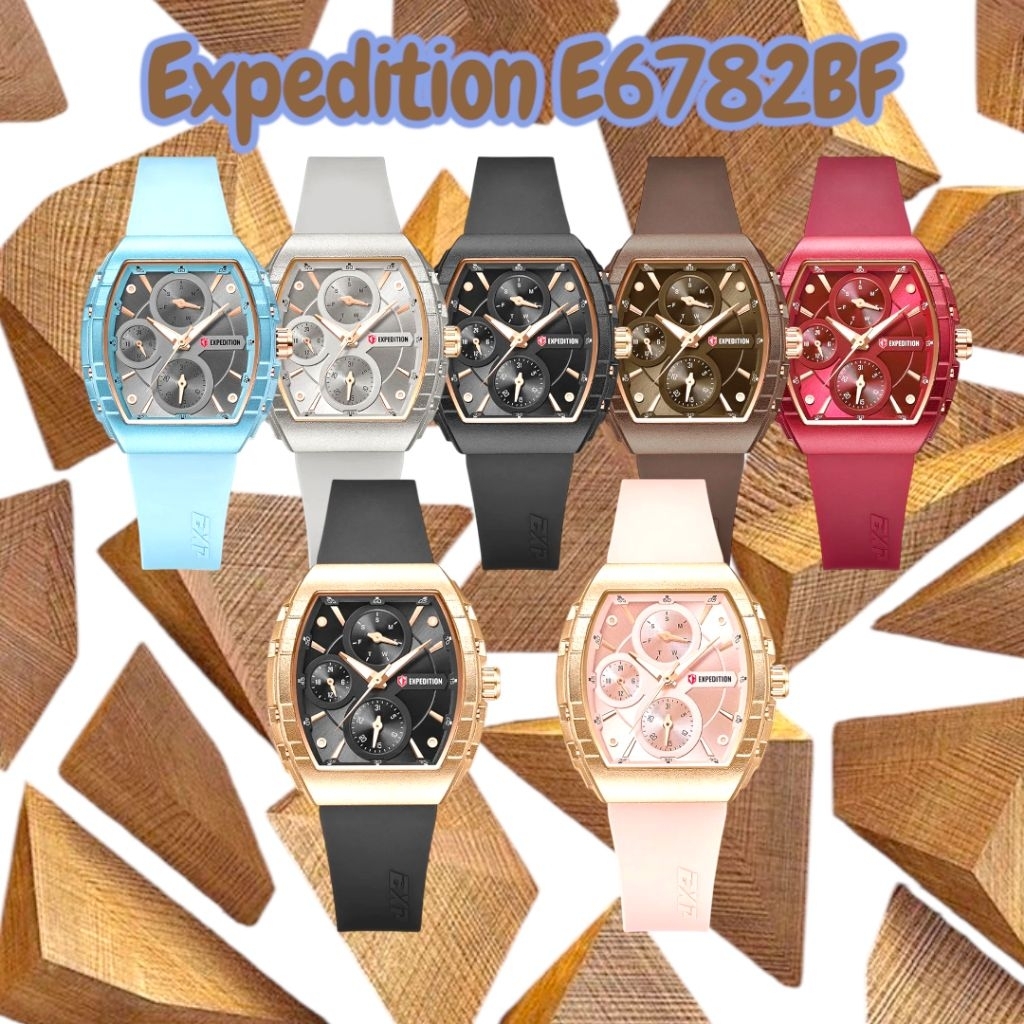 Jam tangan wanita EXPEDITION 6782, tali rubber, ORIGINAL, bergaransi resmi internasional.