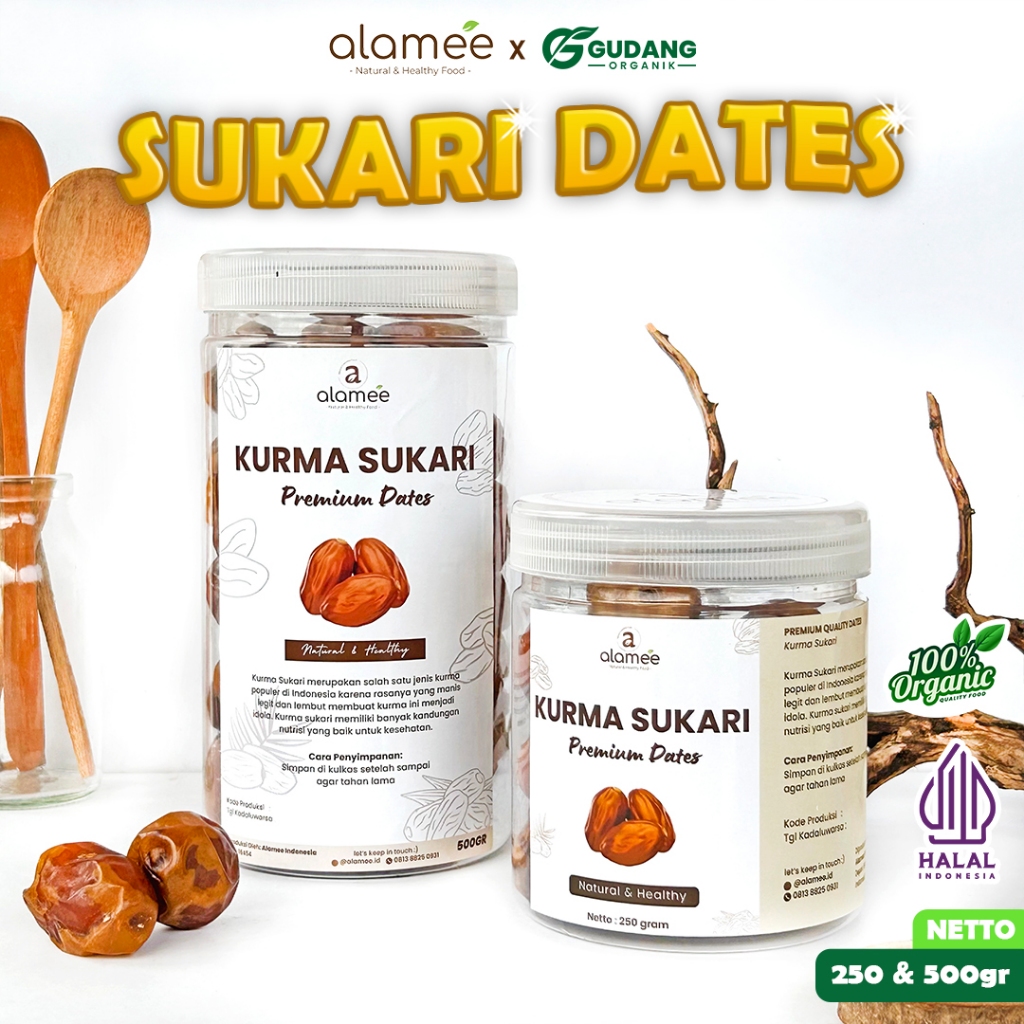 

ALAMEE Kurma Sukari Manis Sukkari Dates Lembut Manis Date Grade A gudang organik