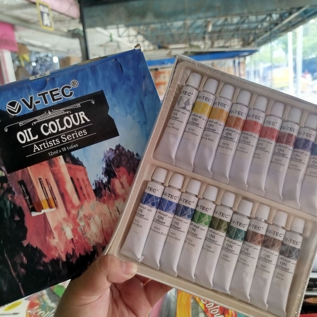 

V-TEC Oil Colour 12 ml 18 tubes / V-Tec Oil Colour 18 Warna / Cat Minyak 18 Warna