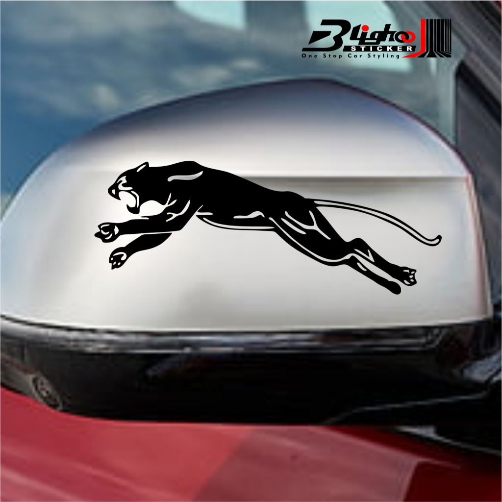 Blighoo - Cutting Sticker Mobil Panther Jaguar Macan Tiger Spion Kanan Kiri Murah Stiker Mobil Keren