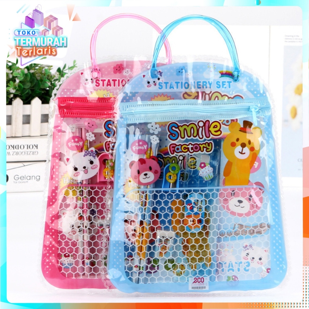 

TTT Stationery Set 6 in 1 Free Bag Alat Tulis Anak Sekolah Buku Pulpen Penghapus Pengaris