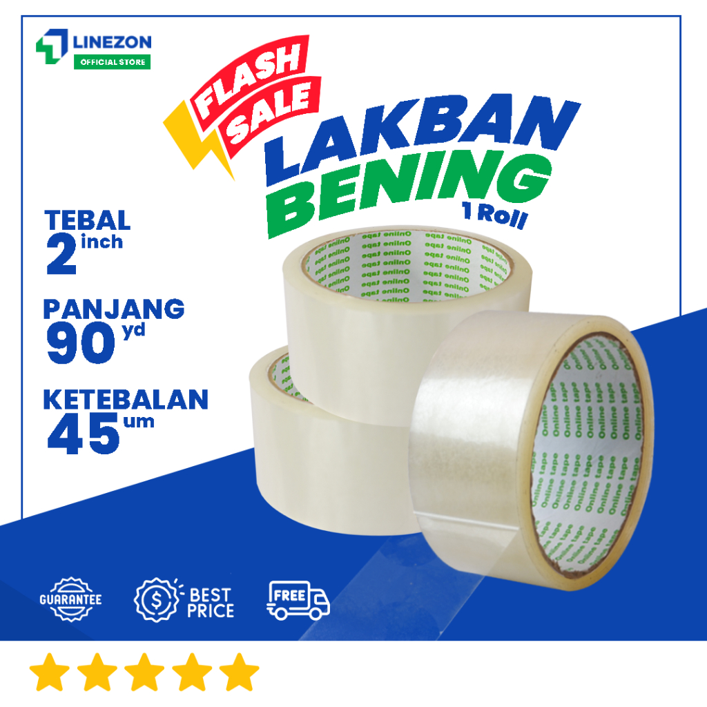 

FLASH SALE! Lakban Bening MURAH 90 yard 45 mm ECO / Asli 75 Yard / Isolasi / Solatip / Lakban Bening